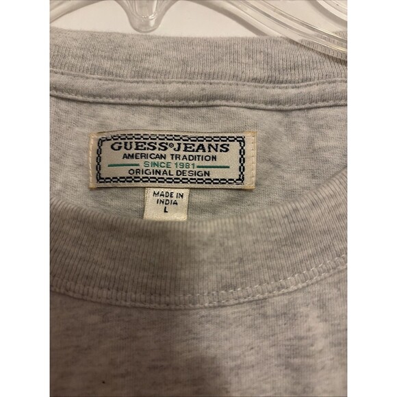 Guess Jeans Original Design Red Logo T-Shirt Grey Vintage Style Men’s Large - Picture 3 of 4